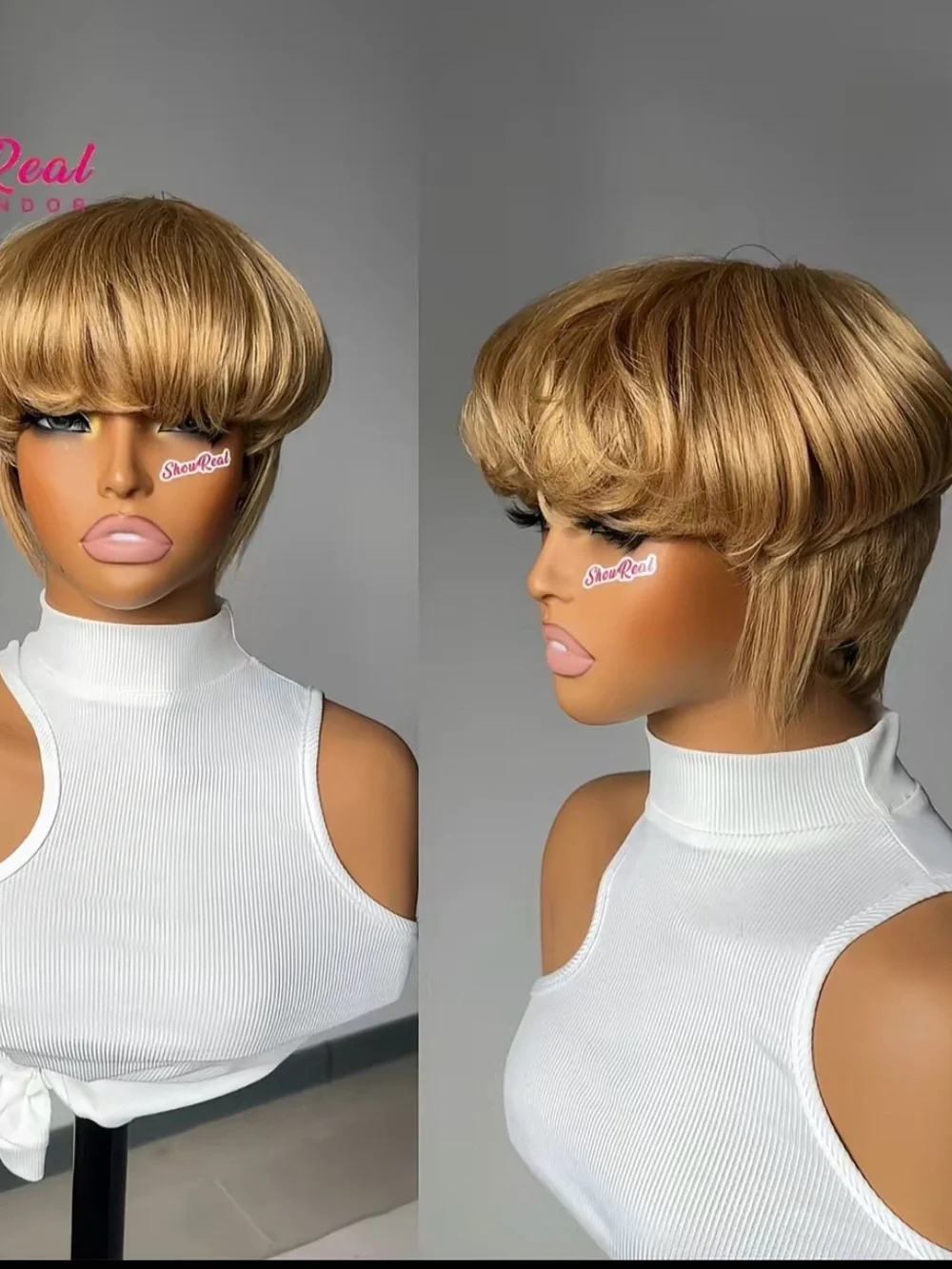 Short Layered Women’s Wig in Honey Blonde